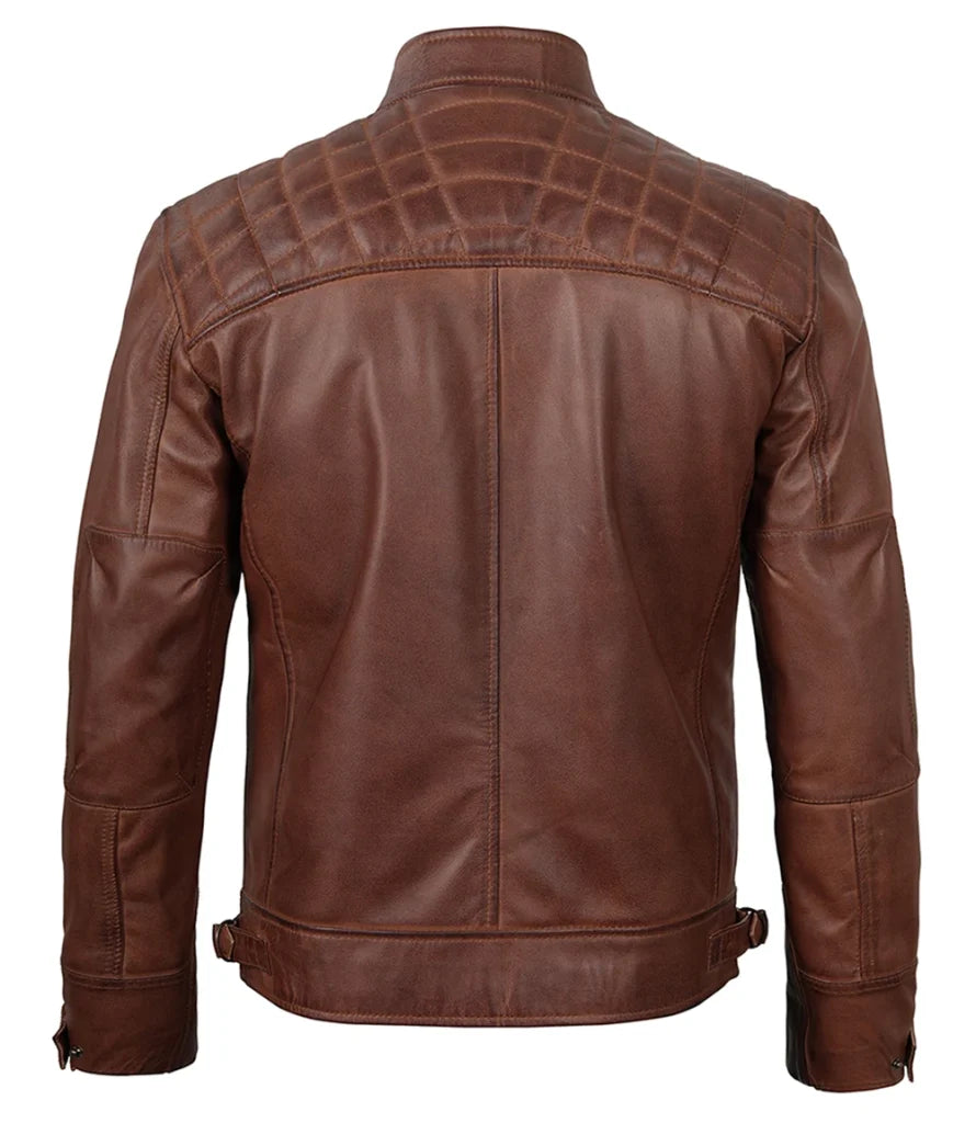 Men’s Brown Biker Style Real Leather Jacket