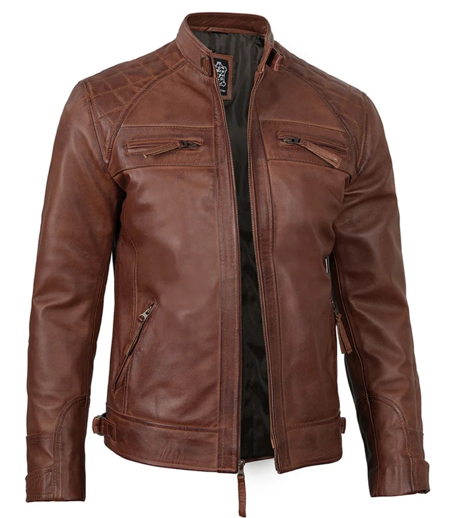 Men’s Brown Biker Style Real Leather Jacket